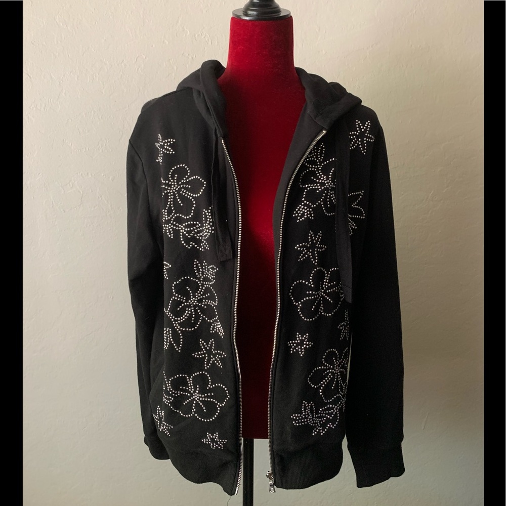 Boston Proper stud rhinestone zip up hoodie set size L